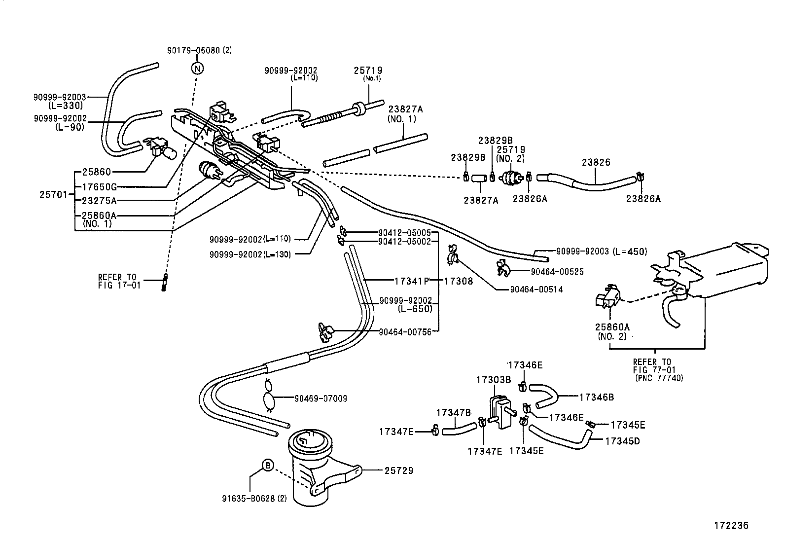 17308-74640 HOSE SUB-ASSY, VACUUM(FOR IDLE-UP) product image