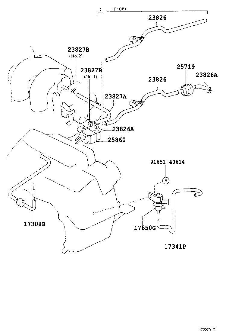 Toyota 17308-22010 HOSE SUB-ASSY, VACUUM