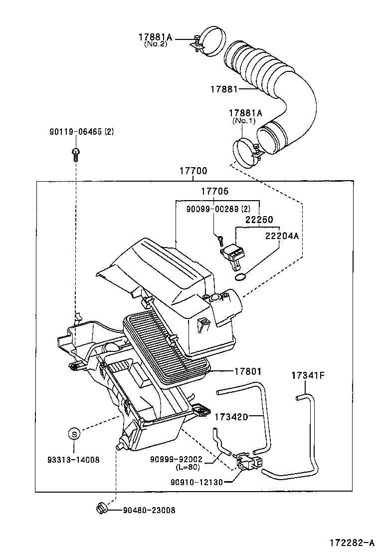 Toyota 17700-22100 CLEANER ASSY, AIR