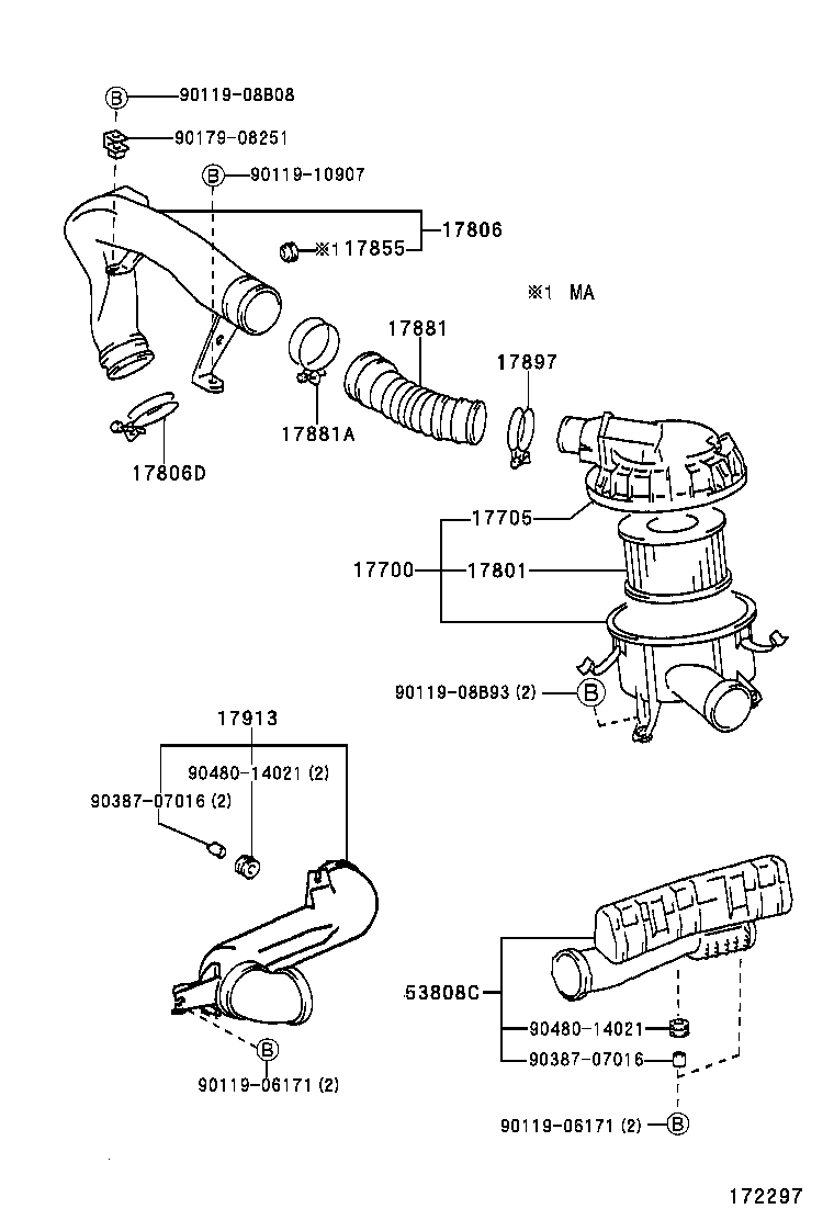 17705-67160 CAP SUB-ASSY, AIR CLEANER product image