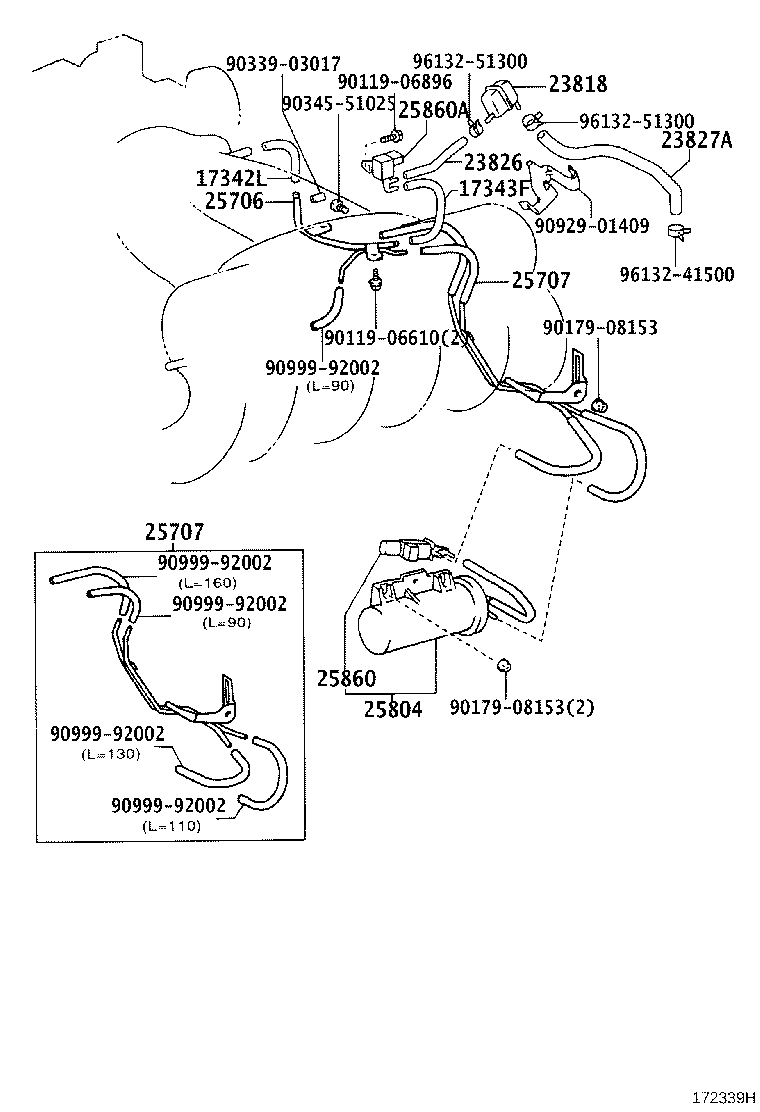 23827-46090 HOSE, FUEL VAPOR FEED, NO.2 product image