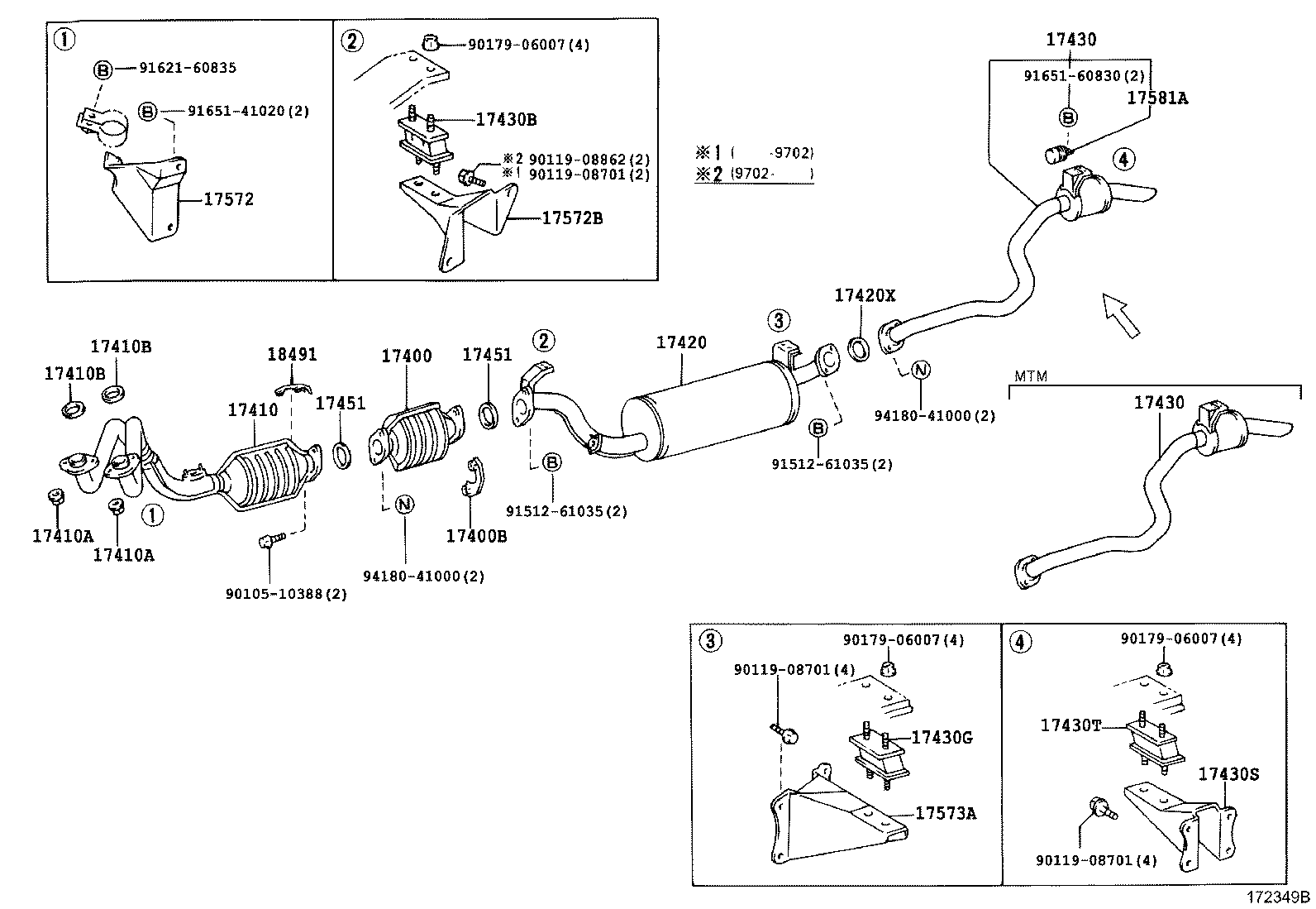 17403-66020 PIPE SUB-ASSY, EXHAUST, FRONT NO.3 product image