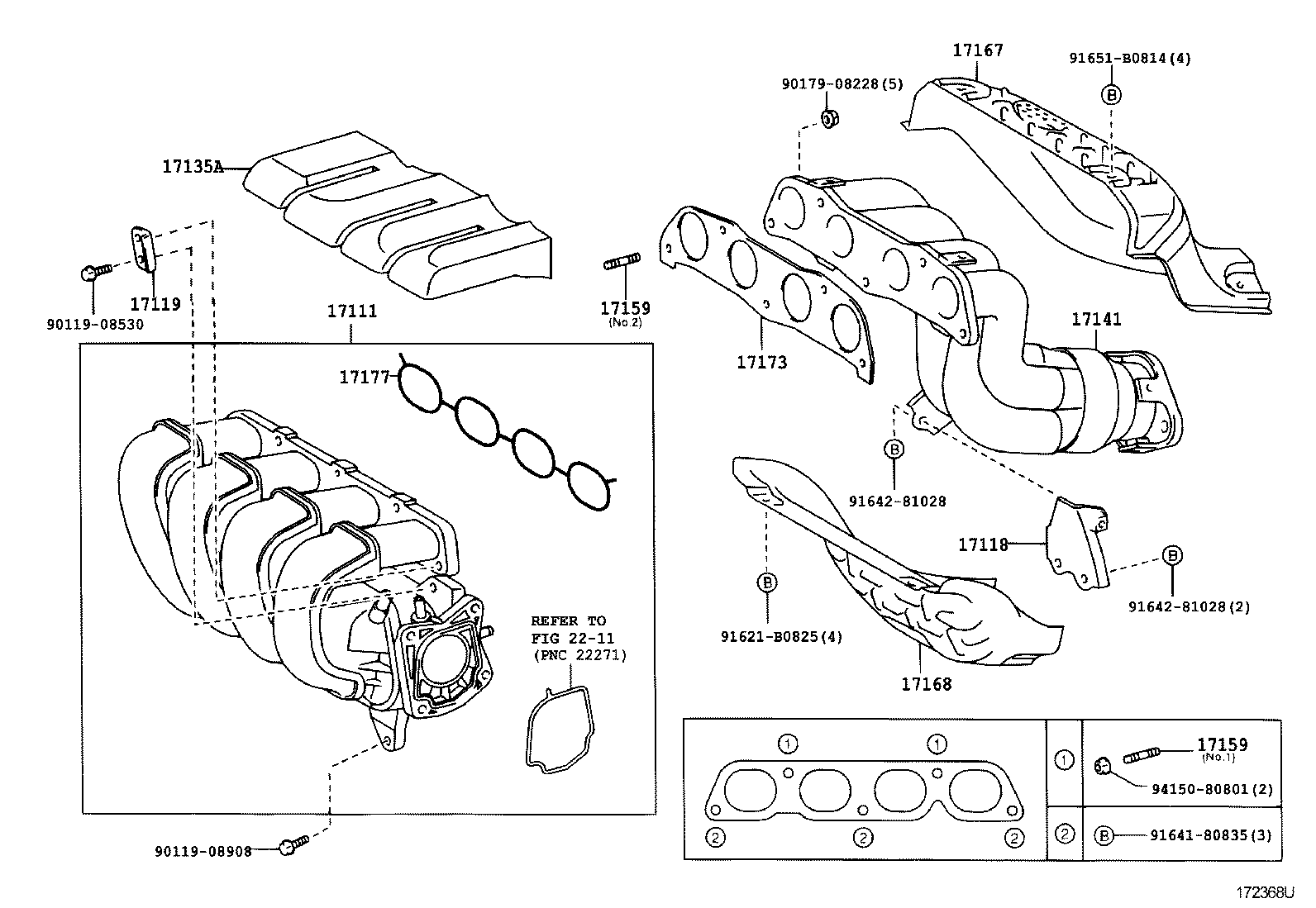 Toyota 17168-22040 INSULATOR, EXHAUST MANIFOLD HEAT, NO.2