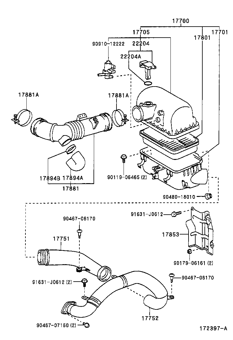 Toyota 17700-22090 CLEANER ASSY, AIR