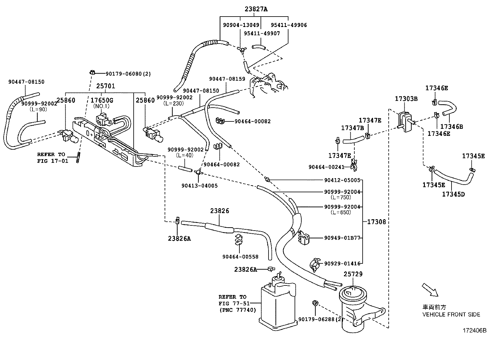 17308-20140 HOSE SUB-ASSY, VACUUM(FOR IDLE-UP) product image
