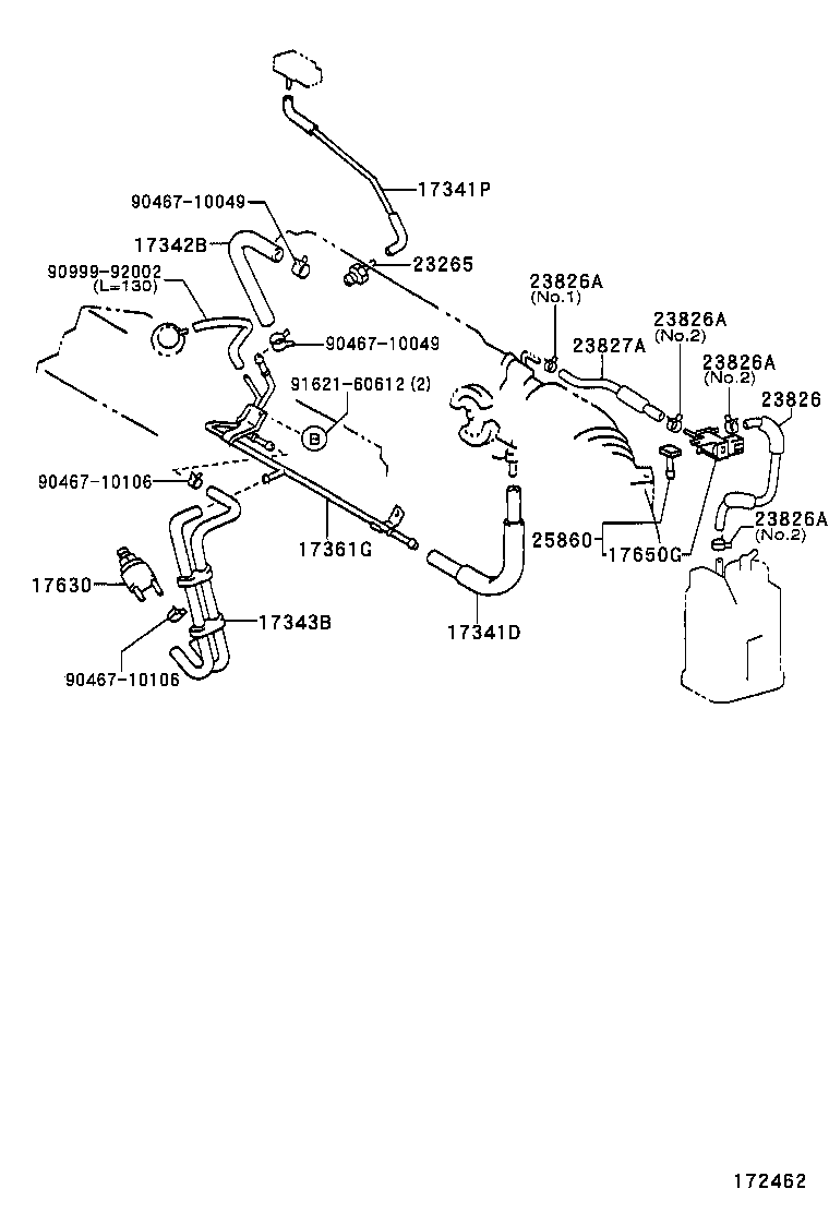17343-74160 HOSE, NO.2(FOR IDLE-UP) product image