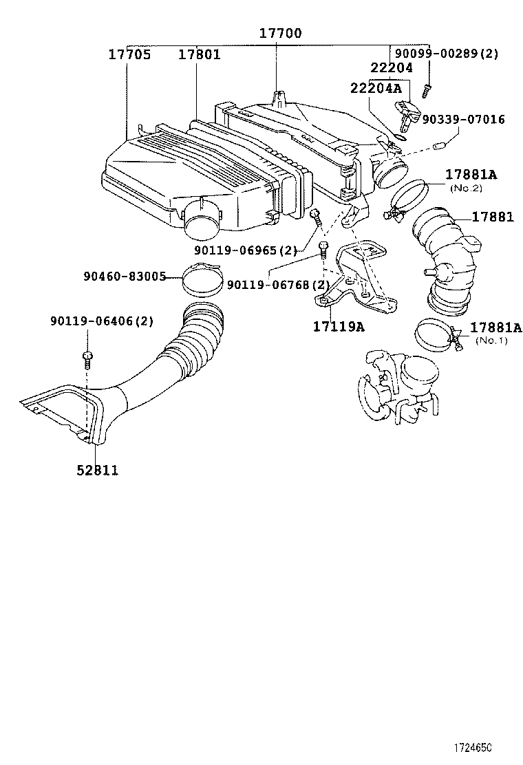 52820-28060 DUCT, COOL AIR INTAKE, NO.2 product image