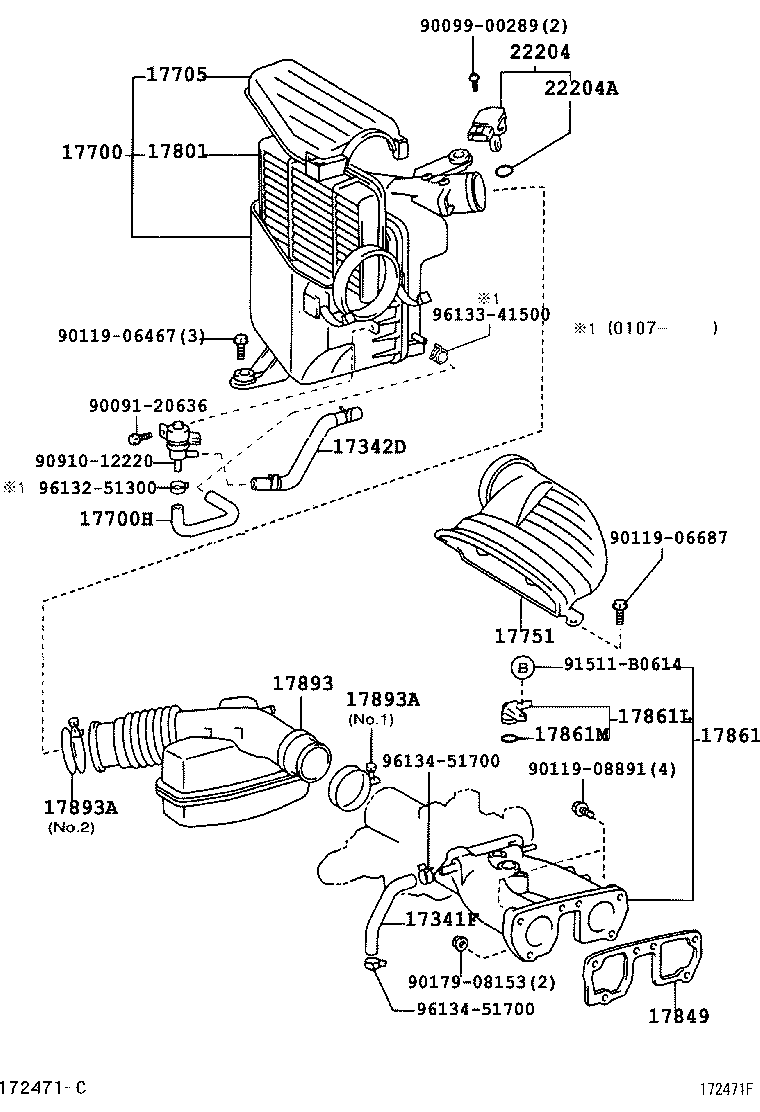Toyota 17751-46140 INLET, AIR CLEANER, NO.1