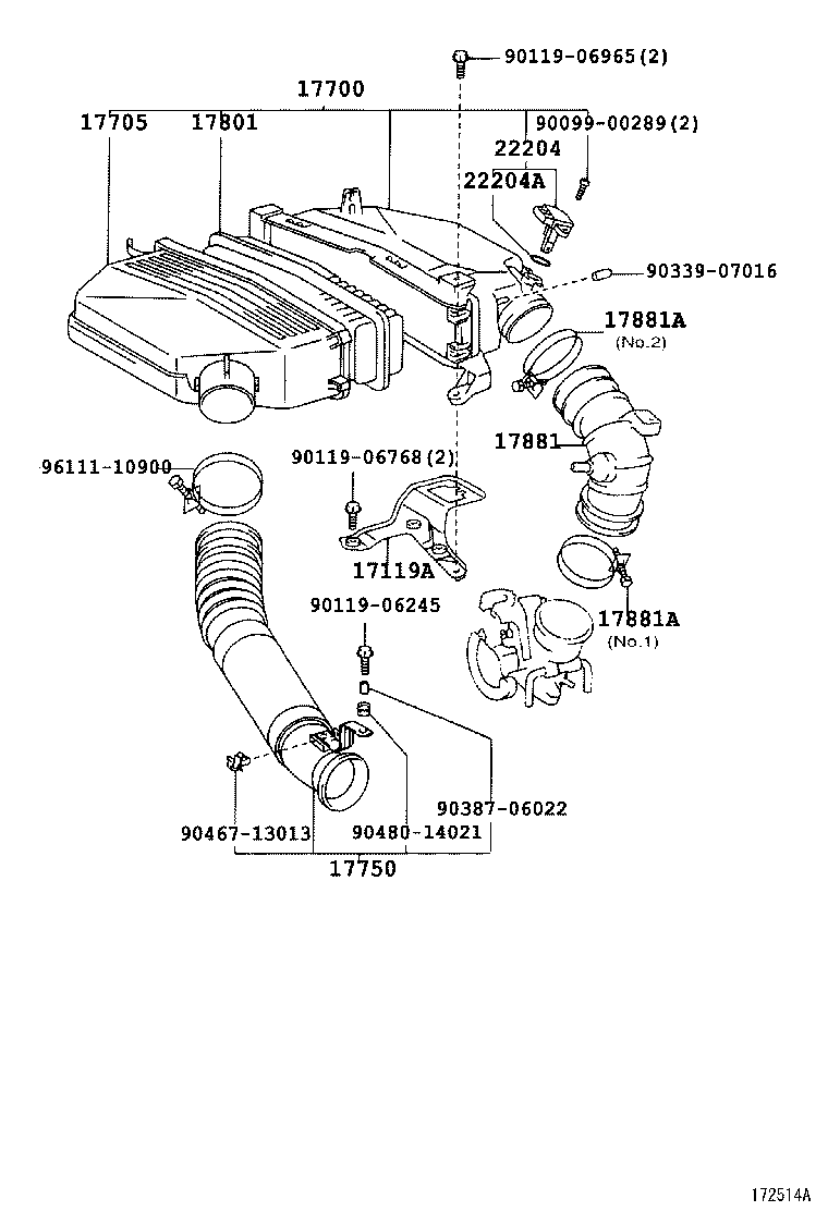17341-27040 HOSE, AIR, NO.1(FOR INTERCOOLER) product image