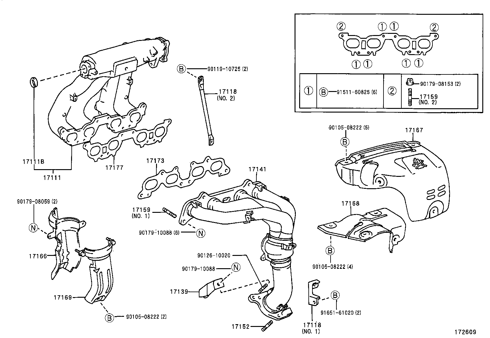 17141-74270 MANIFOLD, EXHAUST product image