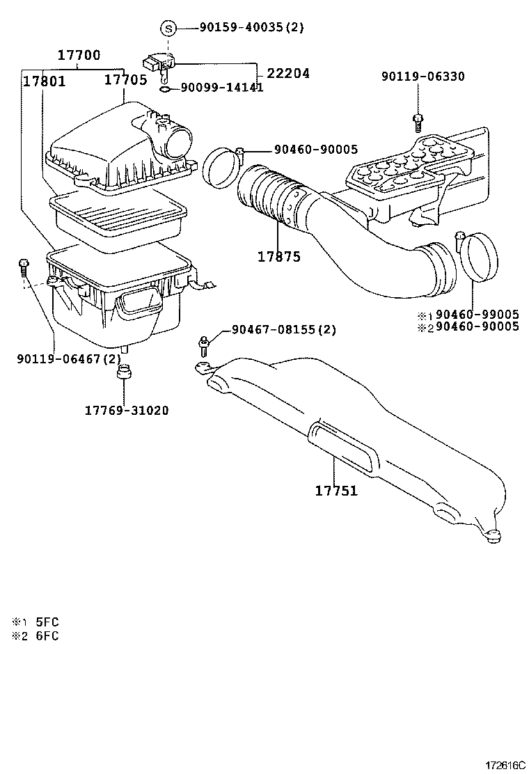 Toyota 17700-50330 CLEANER ASSY, AIR