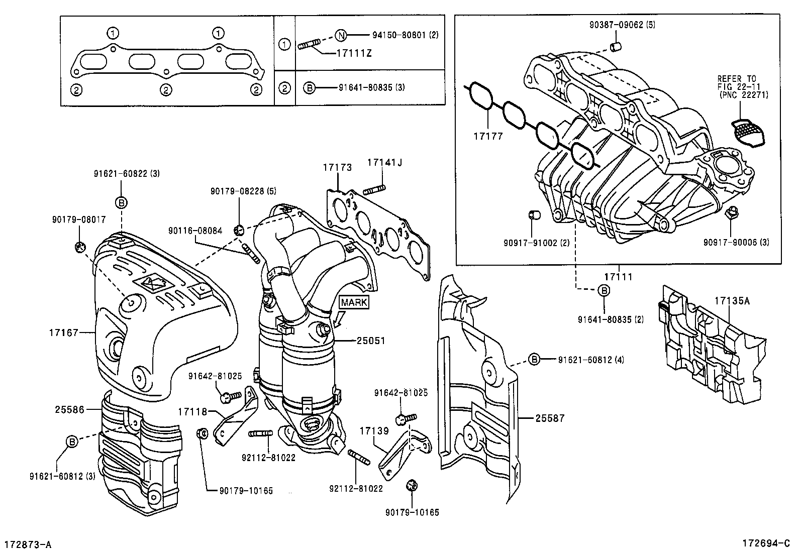 Toyota 25051-28080 CONVERTER SUB-ASSY, EXHAUST MANIFOLD