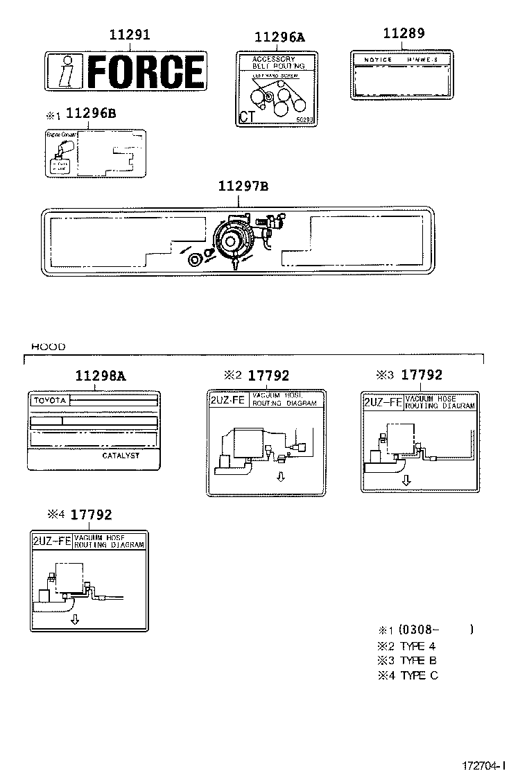 Toyota 17792-50150 PLATE, ENGINE VACUUM HOSE INFORMATION