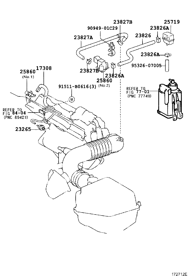 23826-22070 HOSE, FUEL VAPOR FEED, NO.1 product image