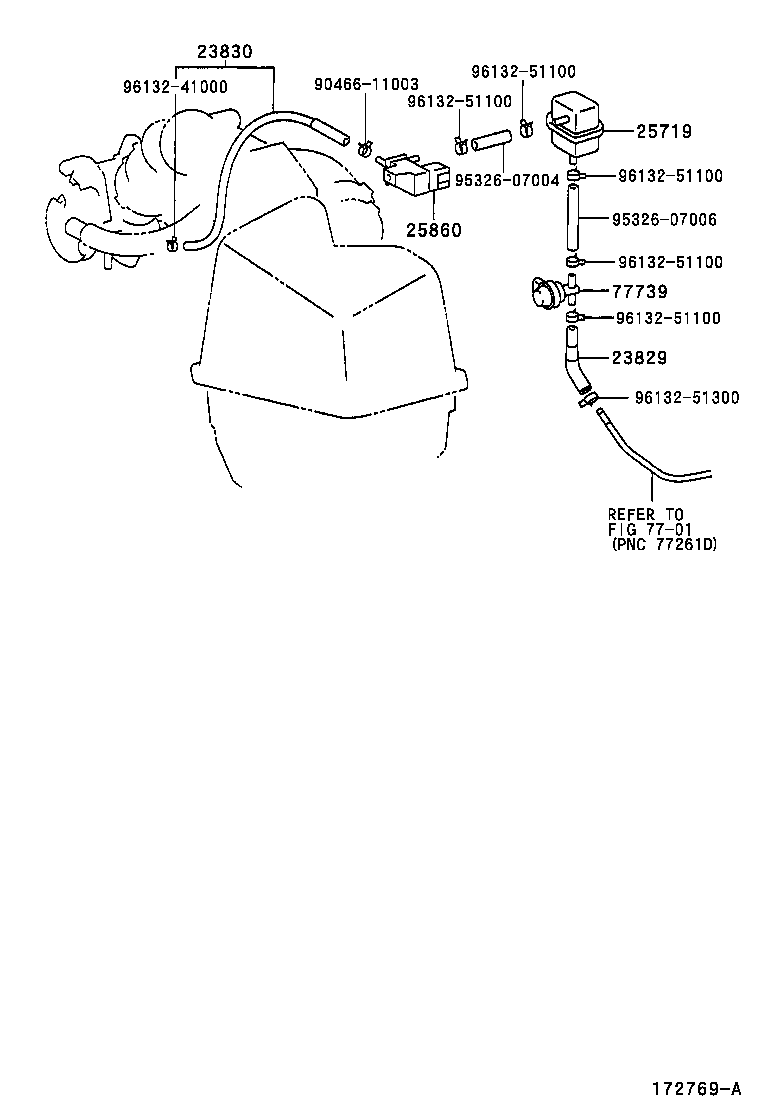Toyota 23820-28181 HOSE ASSY, FUEL VAPOR FEED
