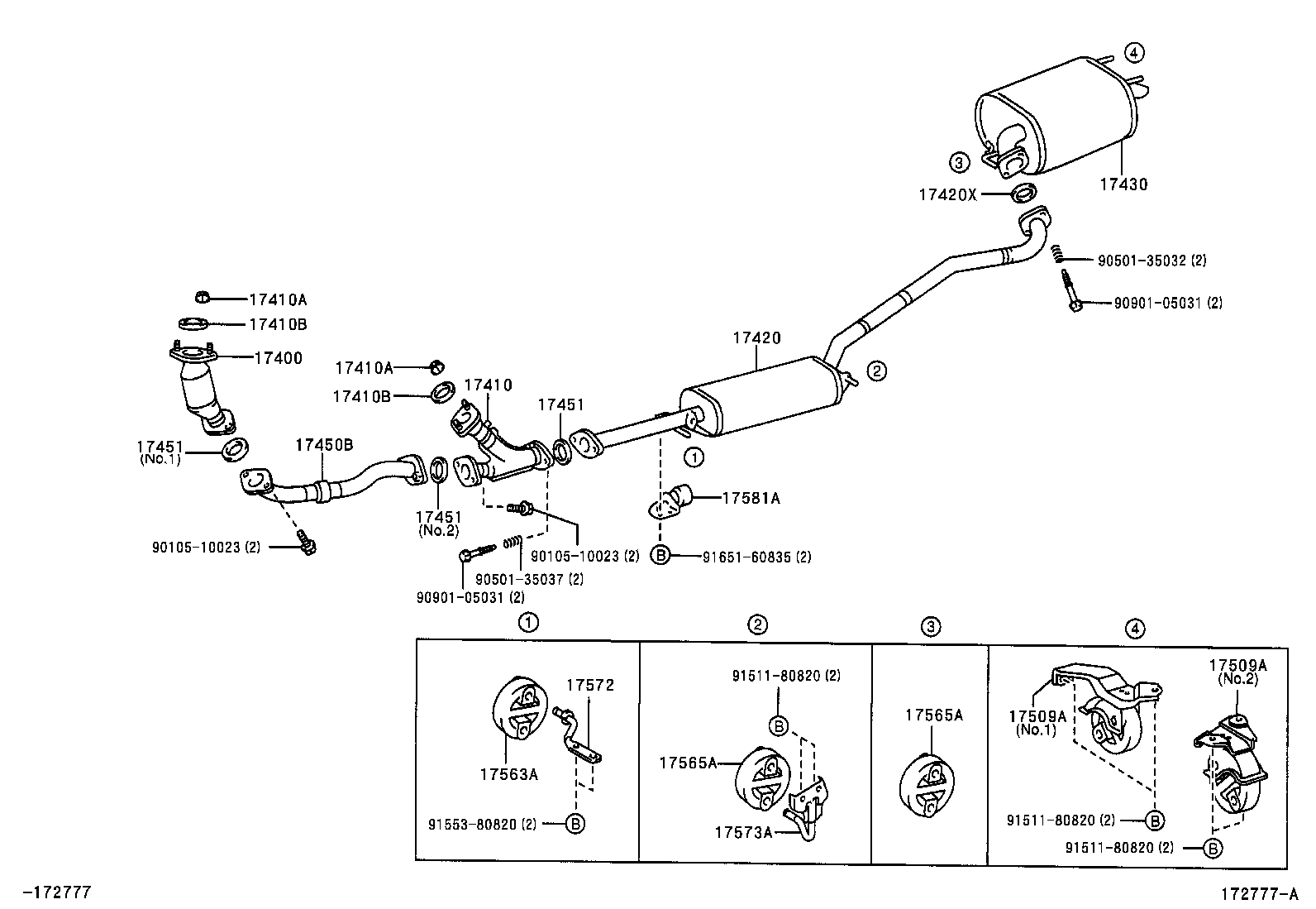 17420-28100 PIPE ASSY, EXHAUST, CENTER product image