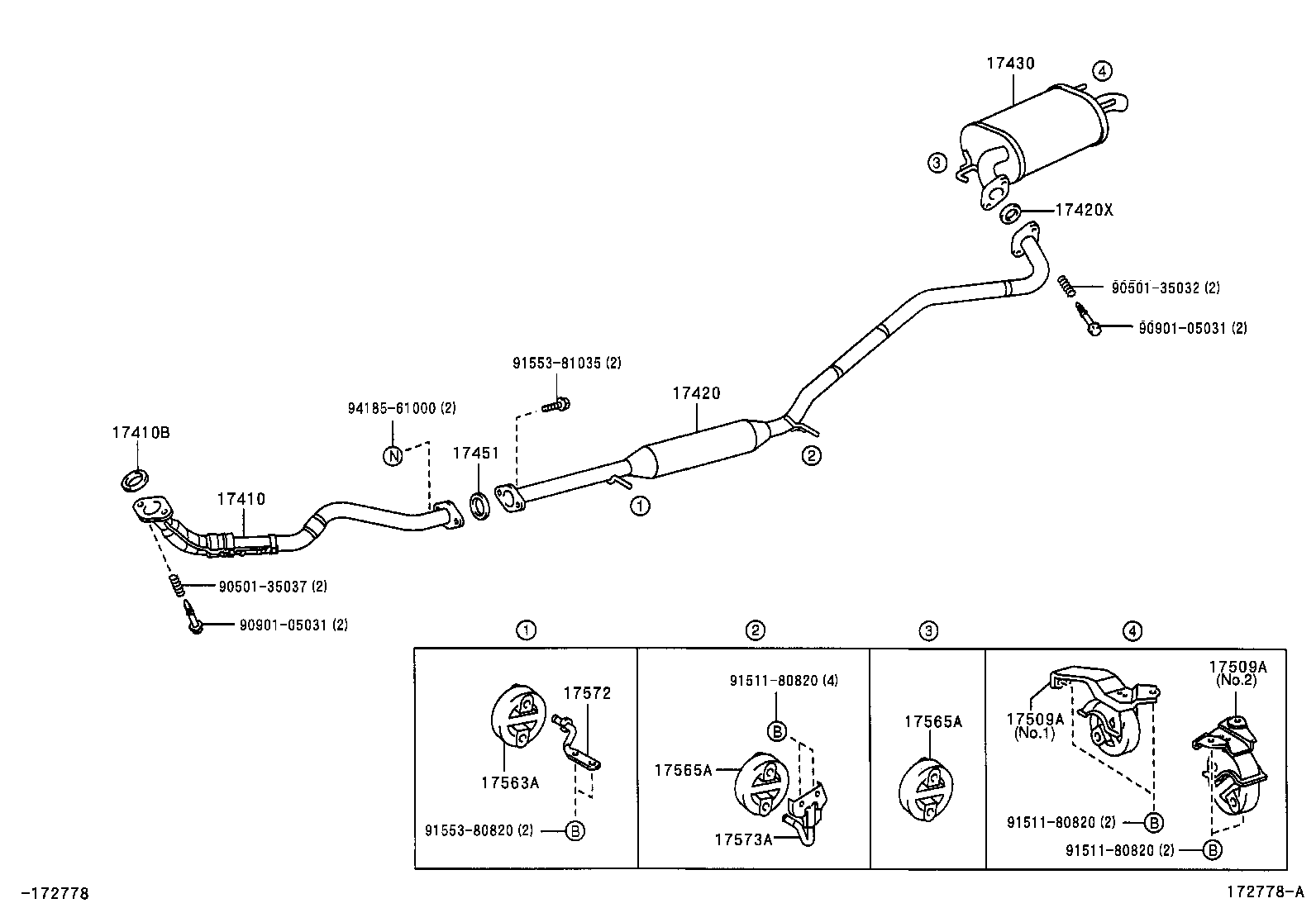 17410-28490 PIPE ASSY, EXHAUST, FRONT product image