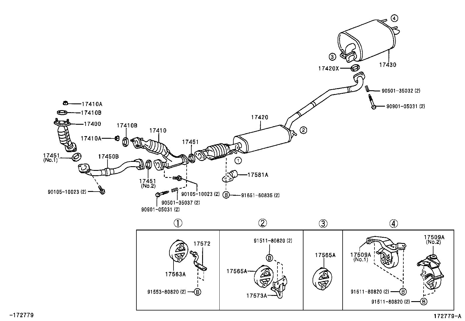 17410-28490 PIPE ASSY, EXHAUST, FRONT product image