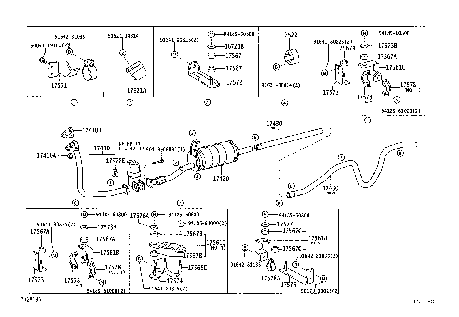 17569-78010 BOLT, EXHAUST PIPE SUPPORT product image