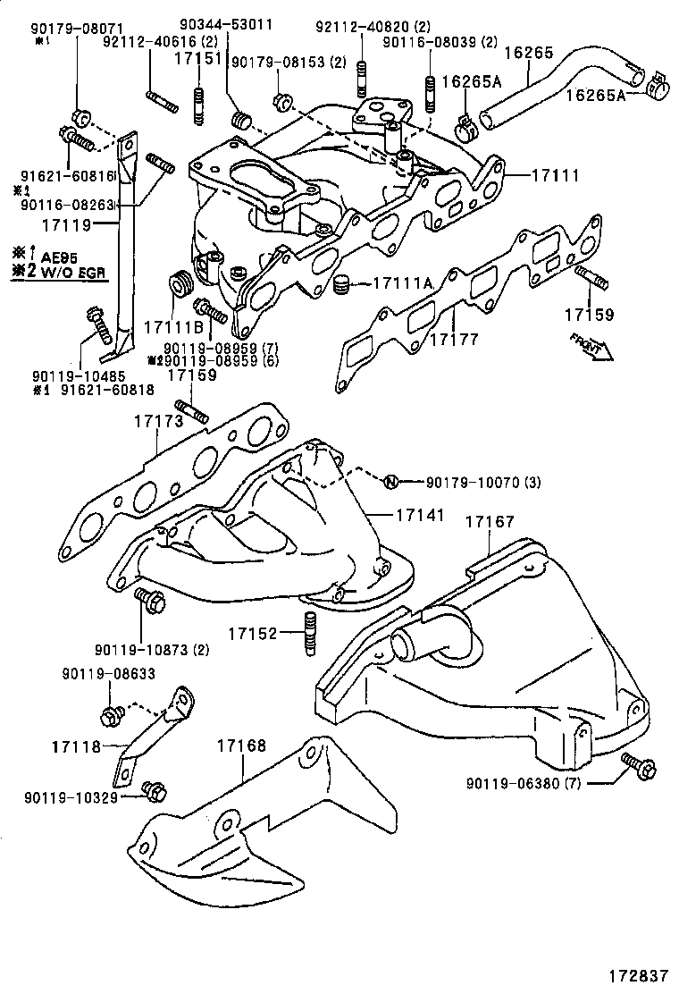 17141-16190 MANIFOLD, EXHAUST product image