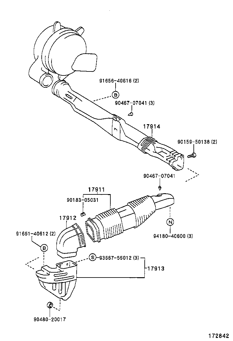 17301-16011 DUCT SUB-ASSY, AIR INLET, NO.1 product image