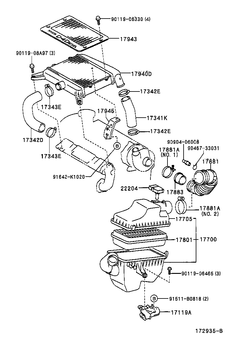 17341-27040 HOSE, AIR, NO.1(FOR INTERCOOLER) product image