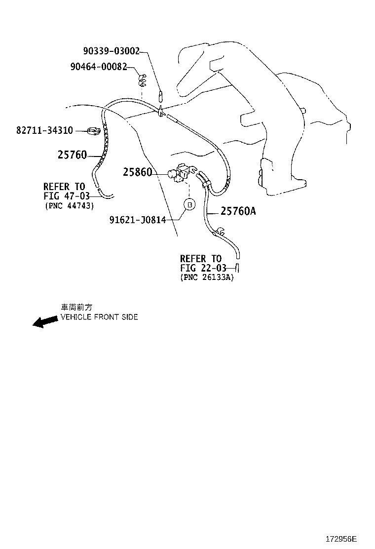 25760-54360 HOSE ASSY, VACUUM TRANSMITTING, NO.2 product image