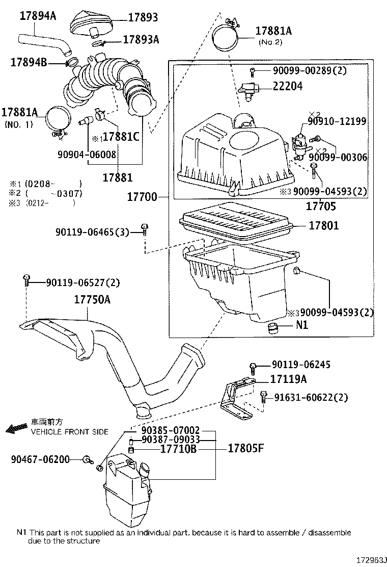 Toyota 17750-28050 INLET ASSY, AIR CLEANER