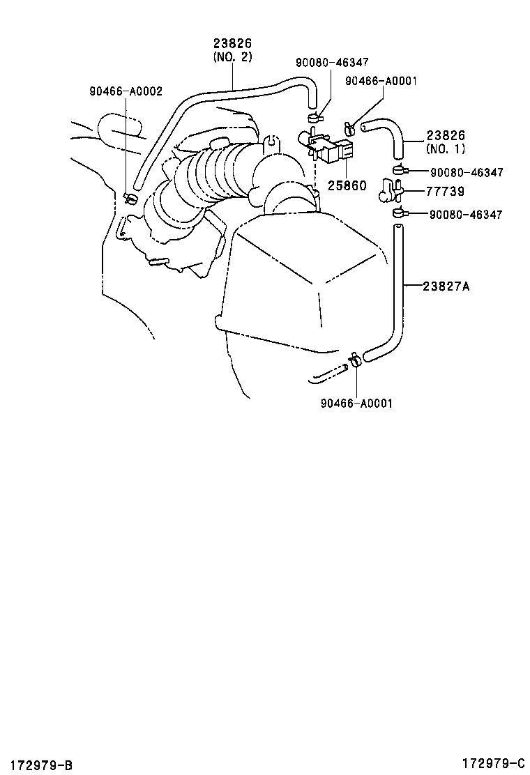 Toyota 17308-0A070 HOSE SUB-ASSY, VACUUM
