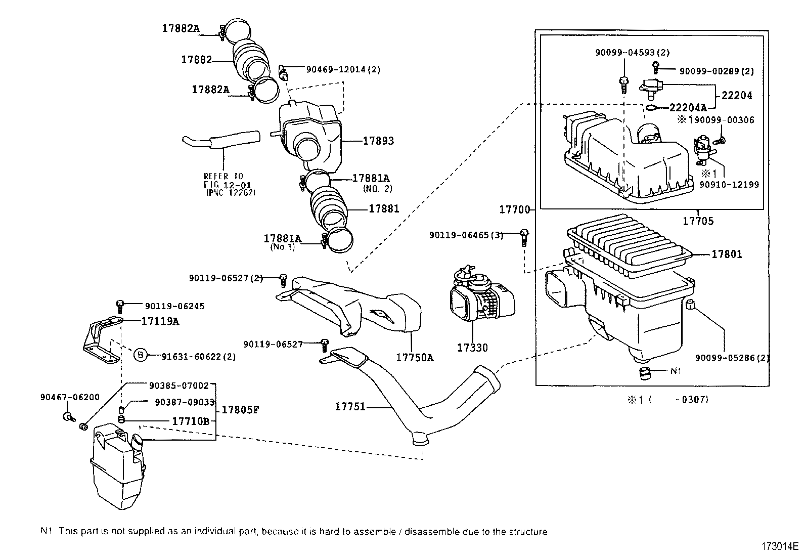 Toyota 17700-20190 CLEANER ASSY, AIR