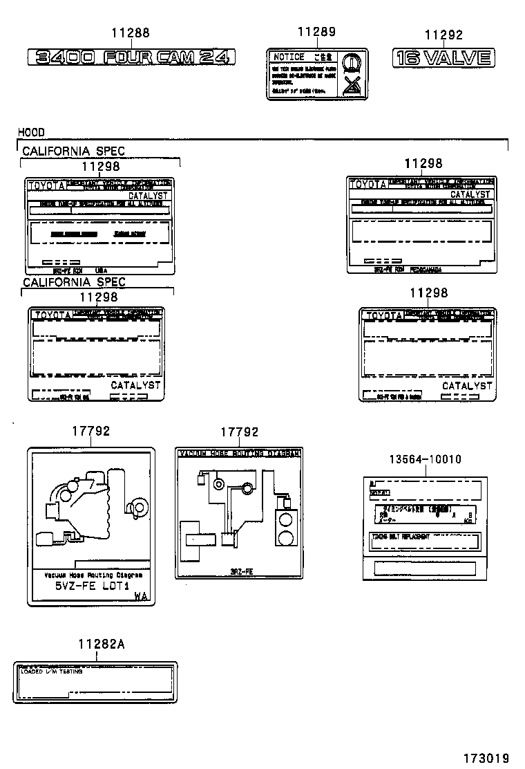11298-62350 PLATE, EMISSION CONTROL INFORMATION product image