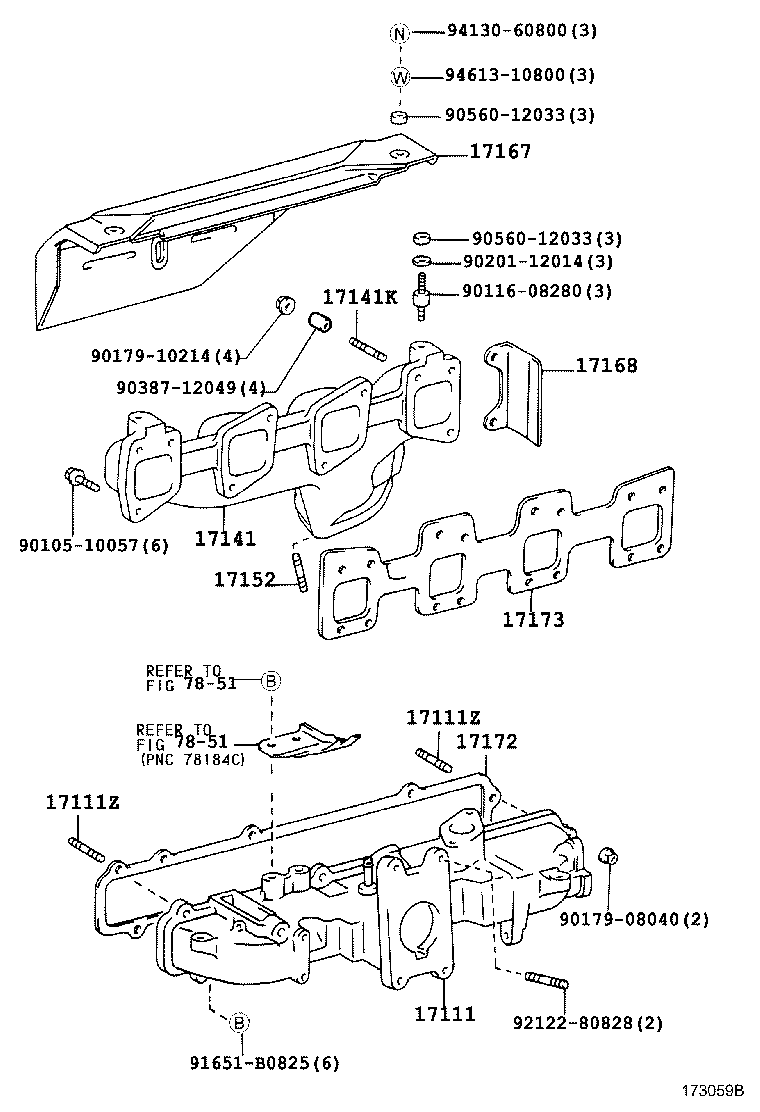 17141-78190 MANIFOLD, EXHAUST product image