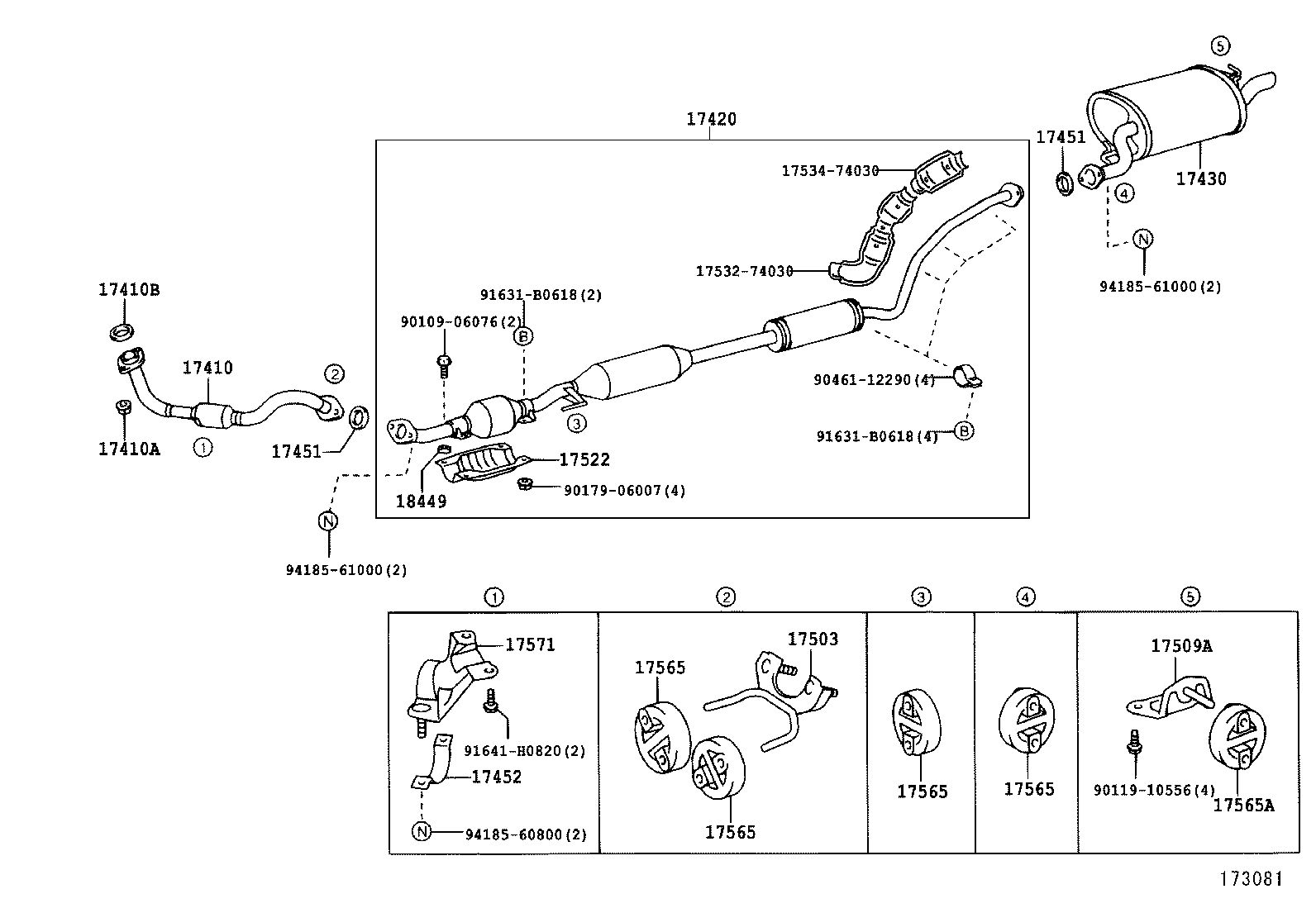 17410-28360 PIPE ASSY, EXHAUST, FRONT product image
