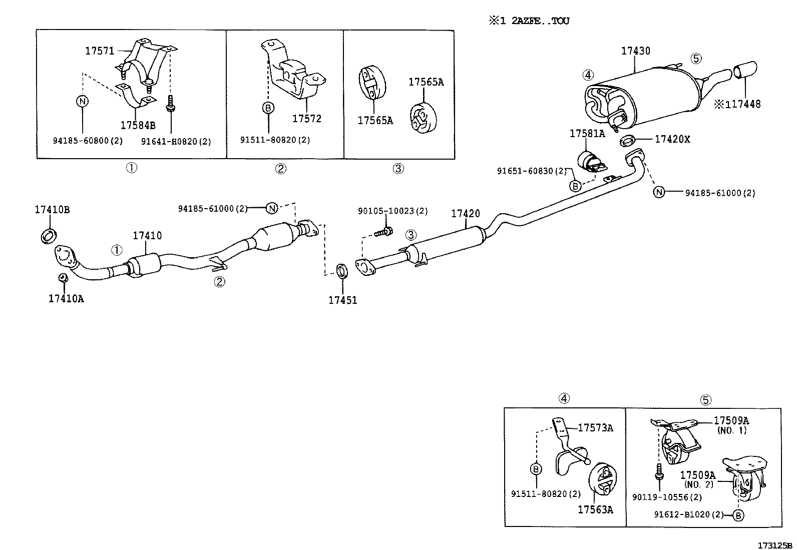 17410-28360 PIPE ASSY, EXHAUST, FRONT product image