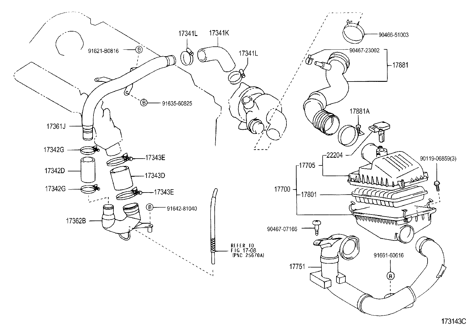 17341-33020 HOSE, AIR, NO.1(FOR INTERCOOLER) product image