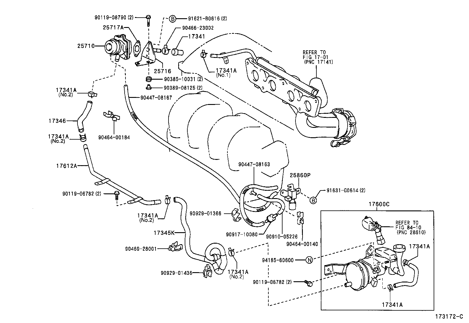 17341-88600 HOSE, NO.1(FOR AIR INJECTION SYSTEM) product image