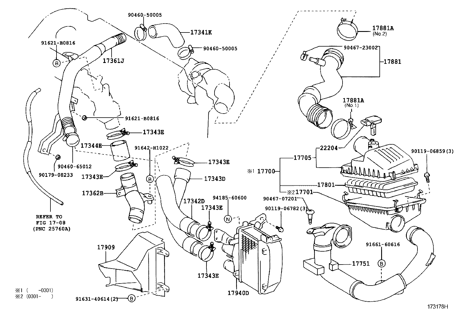17341-27010 HOSE, AIR, NO.1(FOR INTERCOOLER) product image