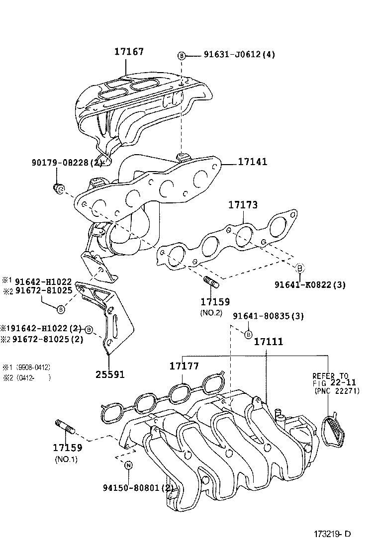 Toyota 90126-08013 BOLT, STUD(FOR MANIFOLD TO CYLINDER HEAD)