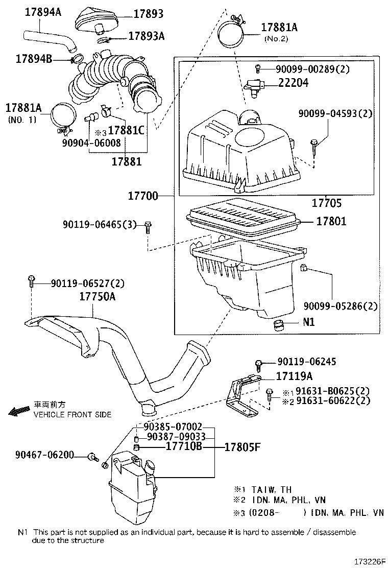 17705-0H040 CAP SUB-ASSY, AIR CLEANER product image