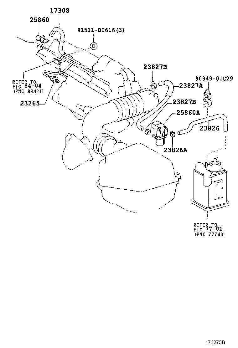 23826-22070 HOSE, FUEL VAPOR FEED, NO.1 product image