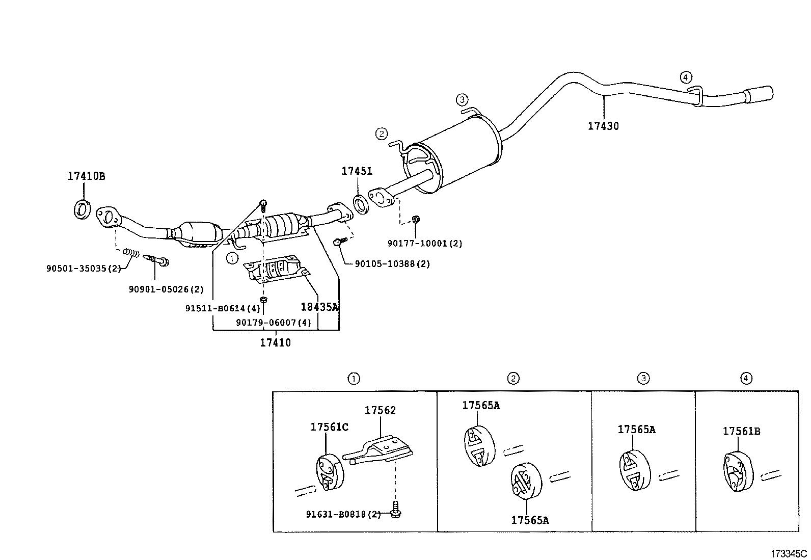 17430-13510 PIPE ASSY, EXHAUST, TAIL product image