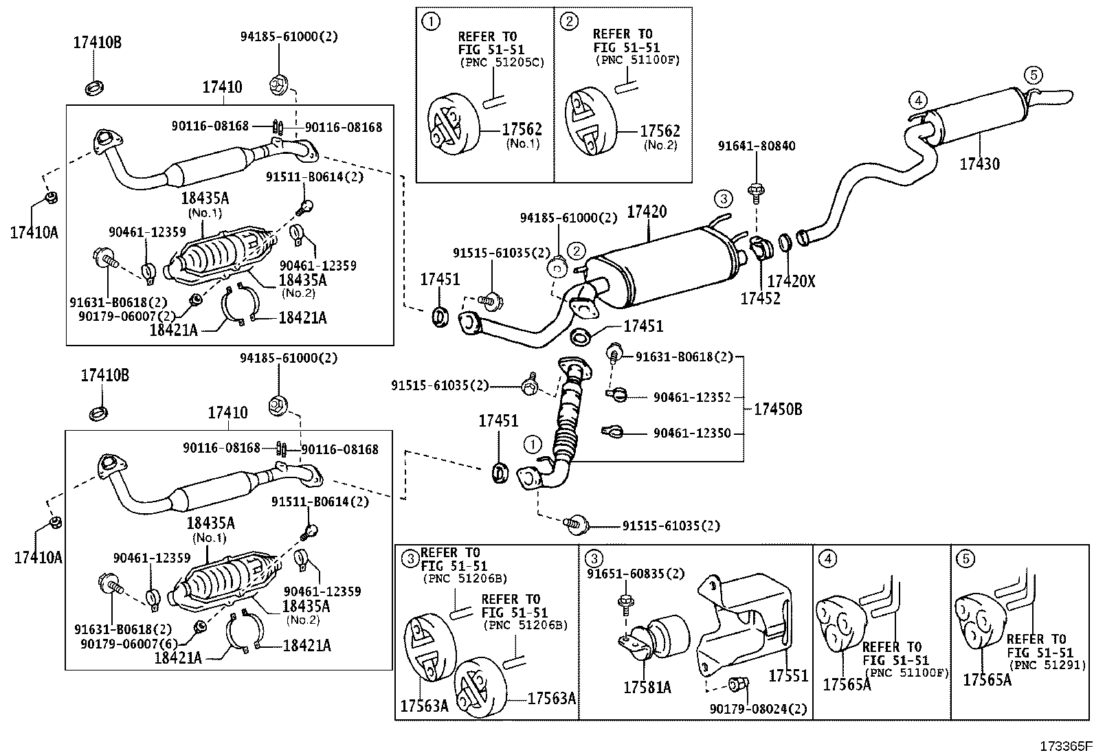 17403-50130 PIPE ASSY, EXHAUST, CENTER product image