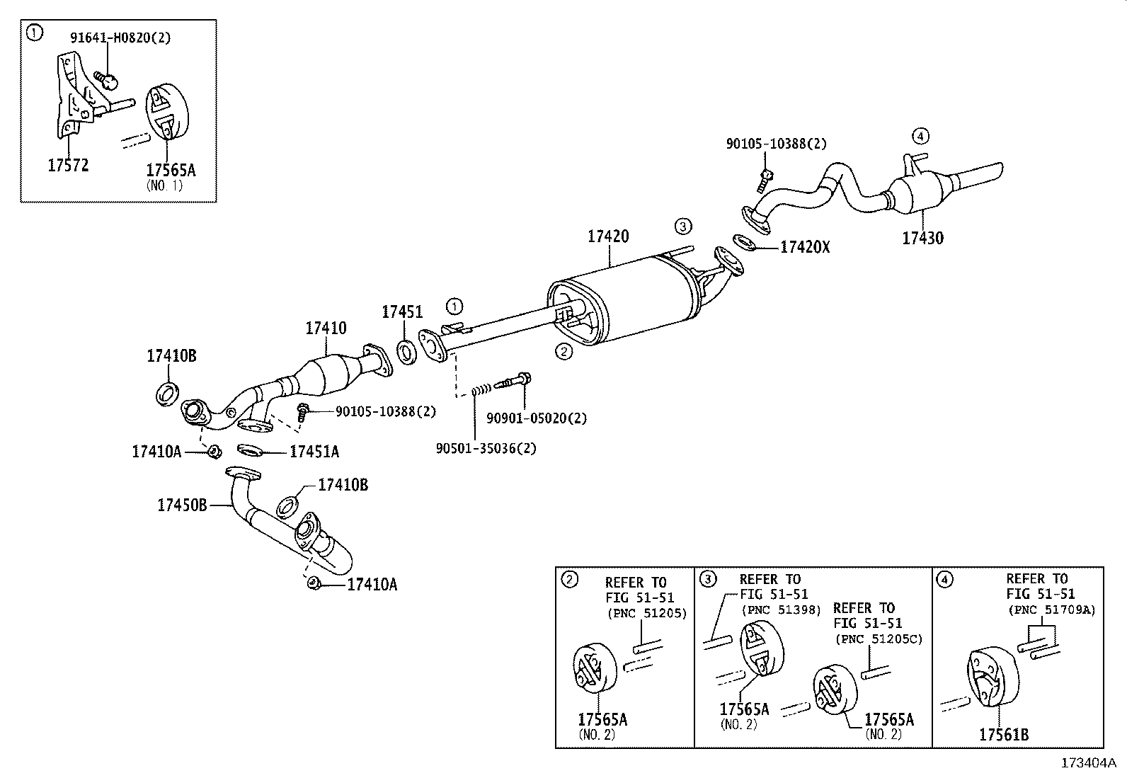 17410-50360 PIPE ASSY, EXHAUST, FRONT product image