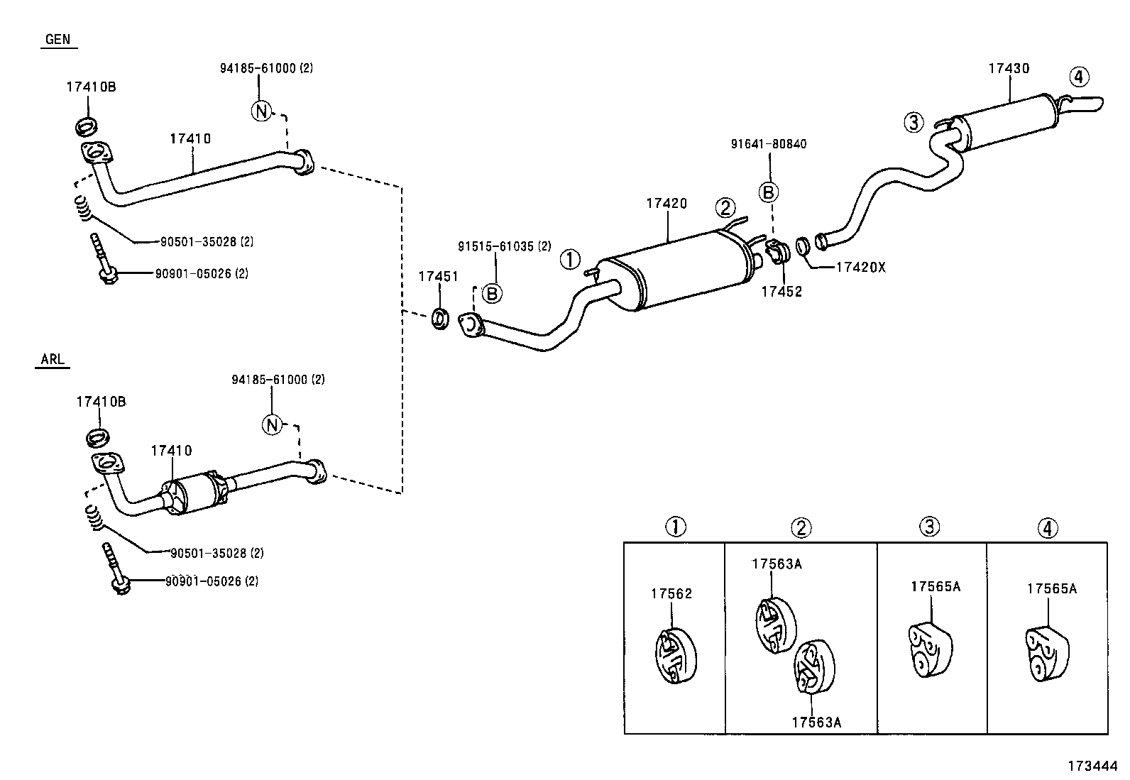 17405-17230 PIPE ASSY, EXHAUST, TAIL product image