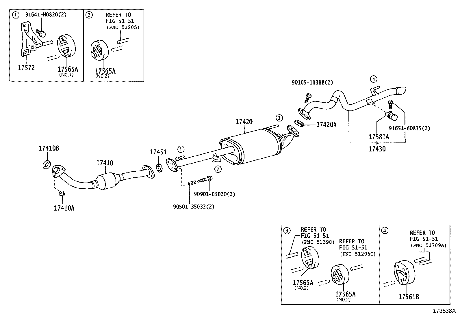17410-75520 PIPE ASSY, EXHAUST, FRONT product image