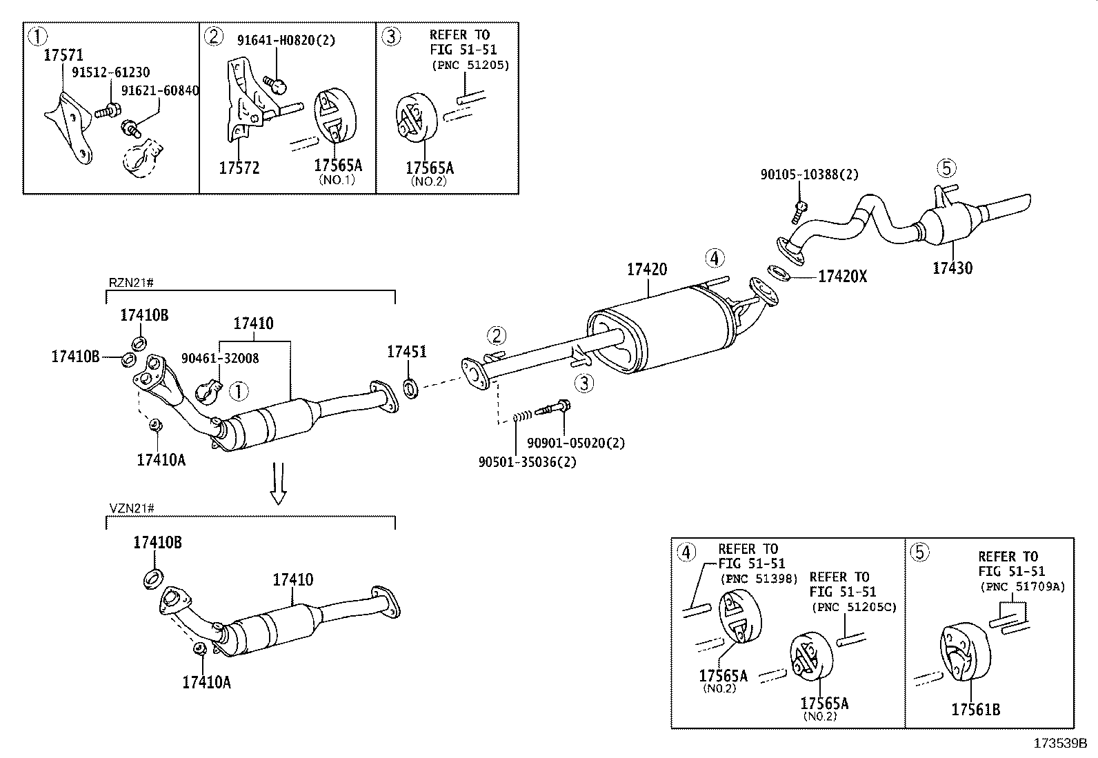 17410-75520 PIPE ASSY, EXHAUST, FRONT product image