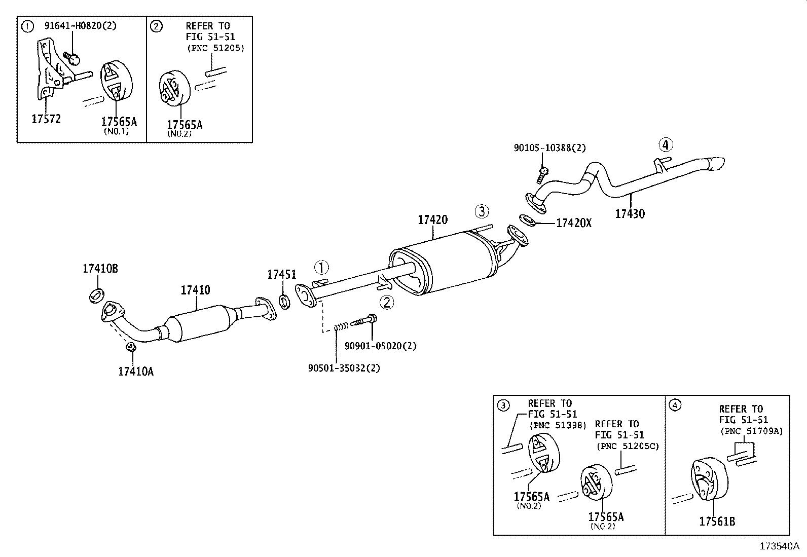 17420-62310 PIPE ASSY, EXHAUST, CENTER product image
