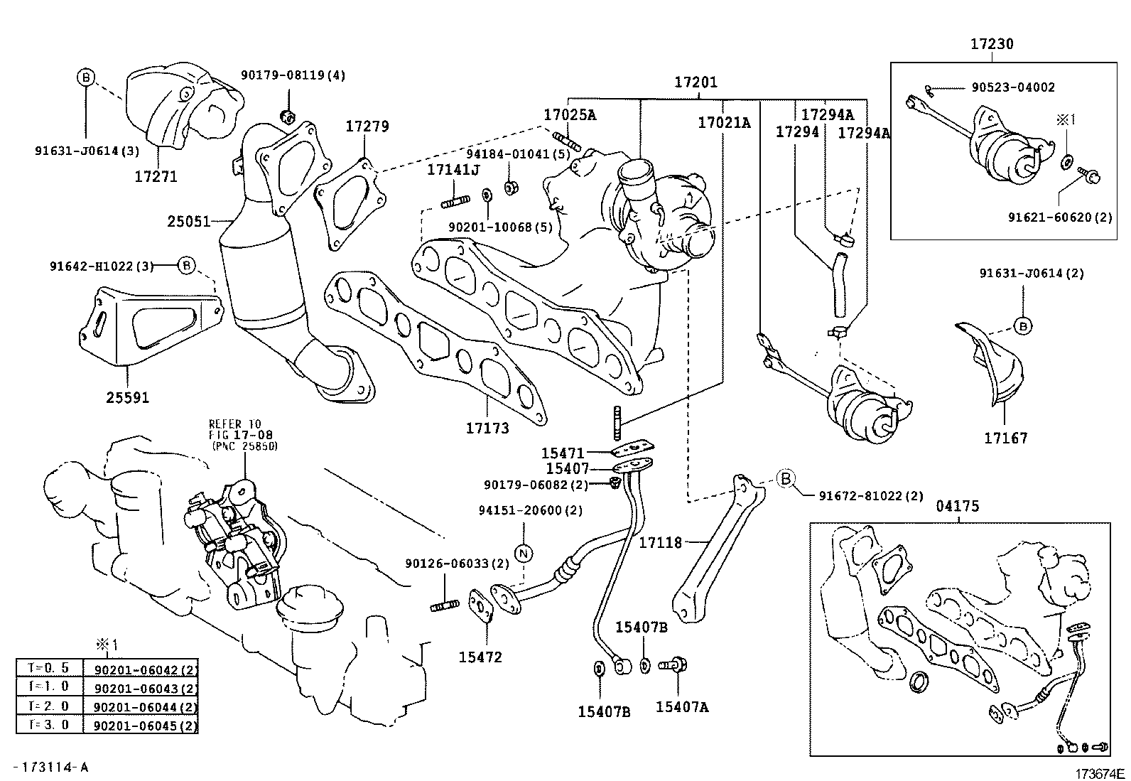 Toyota 17173-23010 GASKET, EXHAUST MANIFOLD TO HEAD