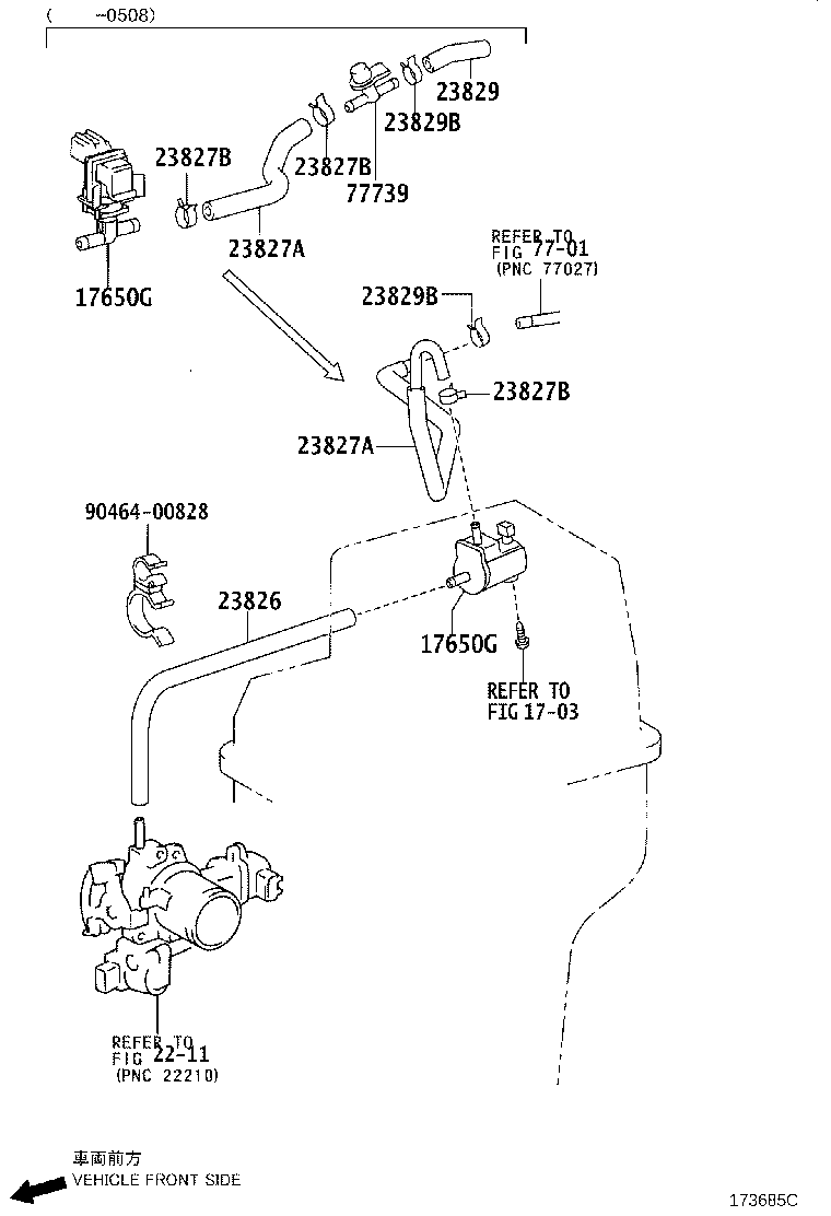 Toyota 23827-21110 HOSE, FUEL VAPOR FEED, NO.2