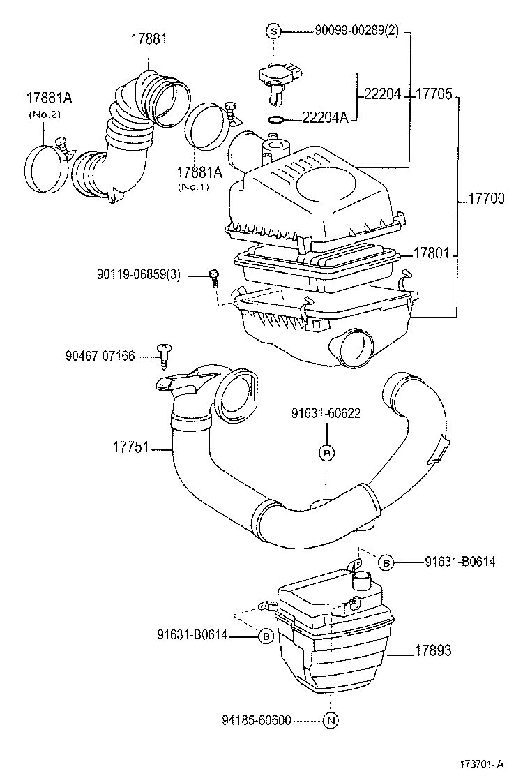 17751-21110 INLET, AIR CLEANER, NO.1 product image